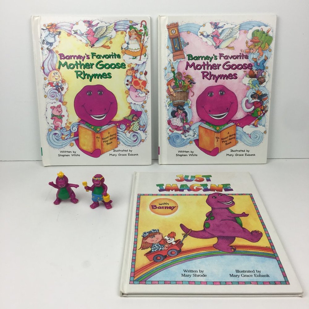 3‎ Vintage Barney Hardcover Books 2 Toy Figurines